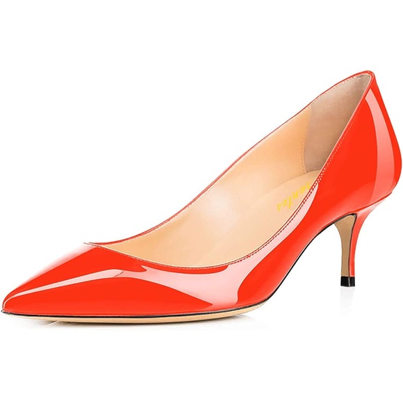 Women Fashion Pointed Toe Slip On Comfort Basic Kitten Heel Pumps Shoes - Picture 1 of 7